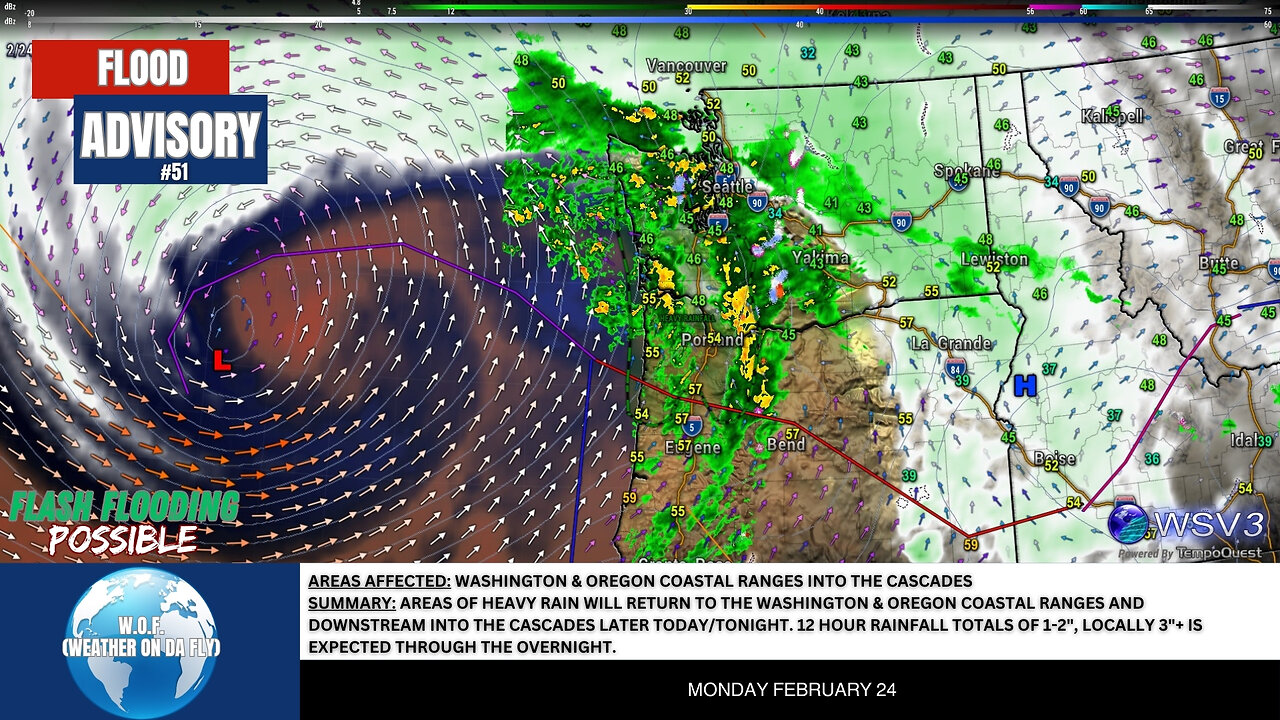 🌩️ Flash Flood Outlook: 3 Inches Rain Overnight! 2/24/25 #shorts #weather #floodrisk