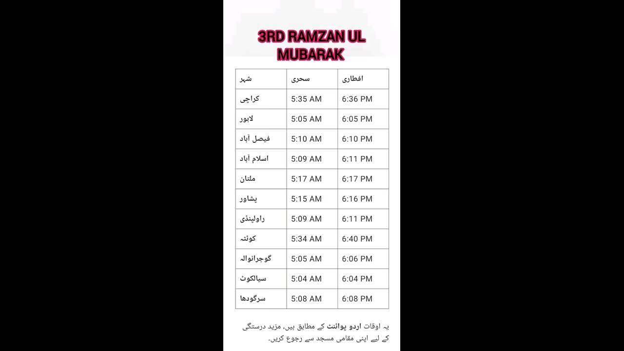 3rd ramzan timing #ramzan2025
