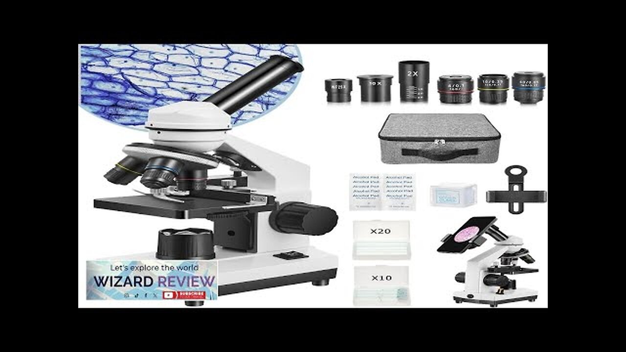 Microscope for Adults Kids Students 40X-2000X Microscope for Beginners Biological Review