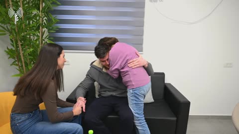 Released hostage Sasha Troufanov is seen in footage released by the military