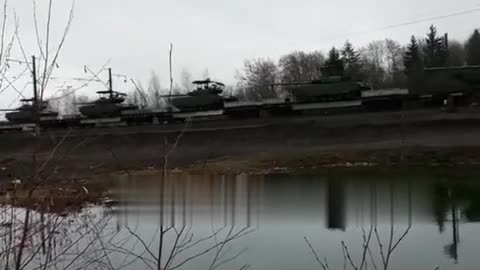 A train with at least 22 new T-80BVM on its way to the front line