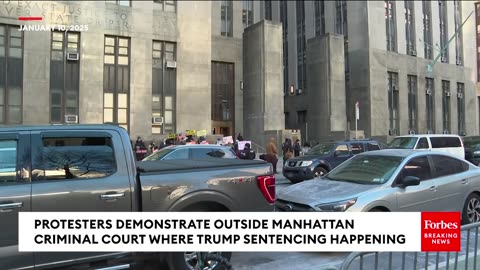 Protesters Demonstrate Outside Manhattan Criminal Court Where Trump Sentencing Taking Place