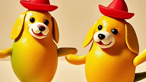 The apron peach bear dancing is very cute, the mango pig dancing is cute