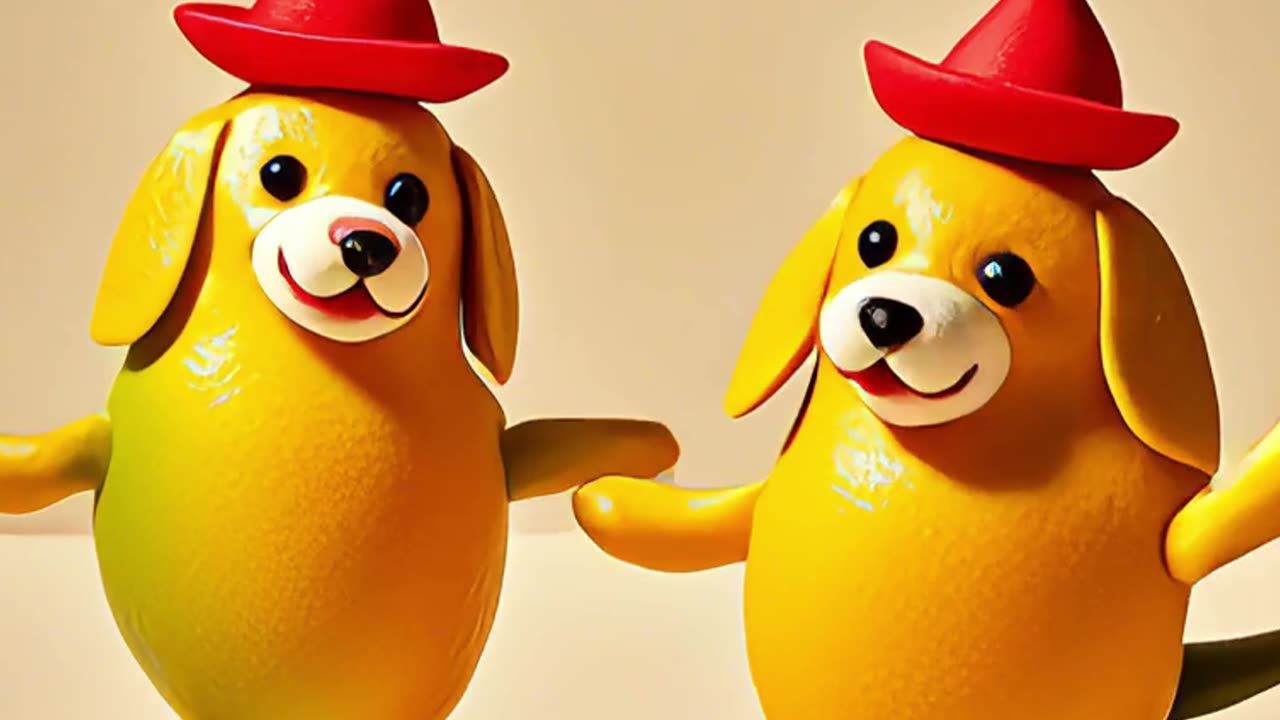 The apron peach bear dancing is very cute, the mango pig dancing is cute
