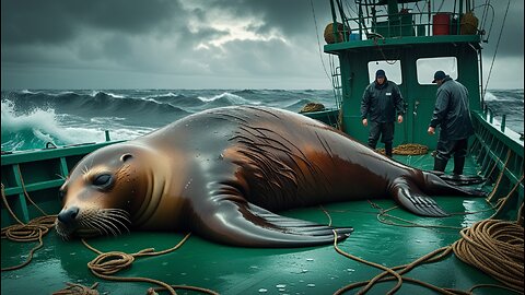 Fishermen Stunned by Giant Sea Lion on Their Boat