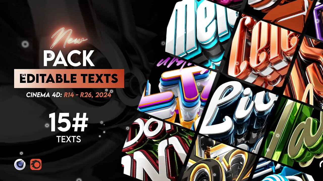 Pack #13 Of Editable Text Cinema 4D R14 - R25, 2024 | No Plugins