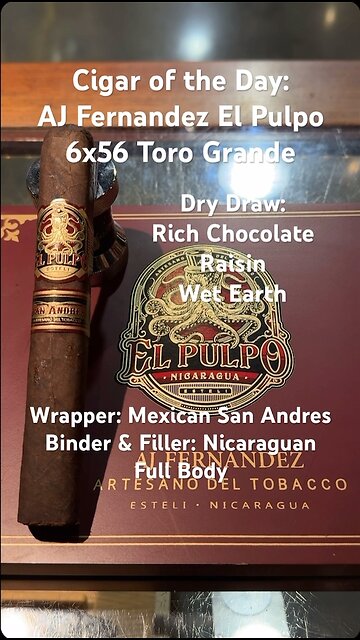 AJ Fernandez El Pulpo 6x56 Toro Grande #Short #CigarOfTheDay #Shorts #CigarReview