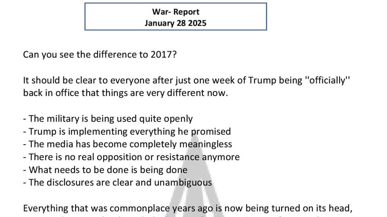 WAR REPORT - JANUARY 28 2025 - CAN YOU SEE THE DIFFERENCE TO 2017?