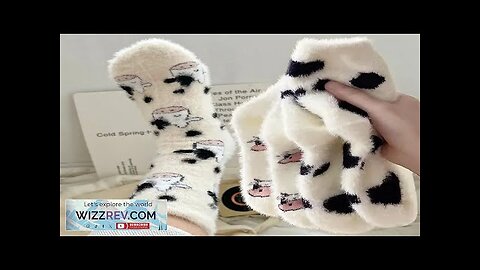 Cartoon Cute Cow Mink Velvet Socks Women Winter Soft Fleece Plush Warm Review