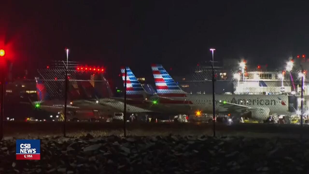 Scene of plane crash near Washington DC. Ronald Reagan National Airport