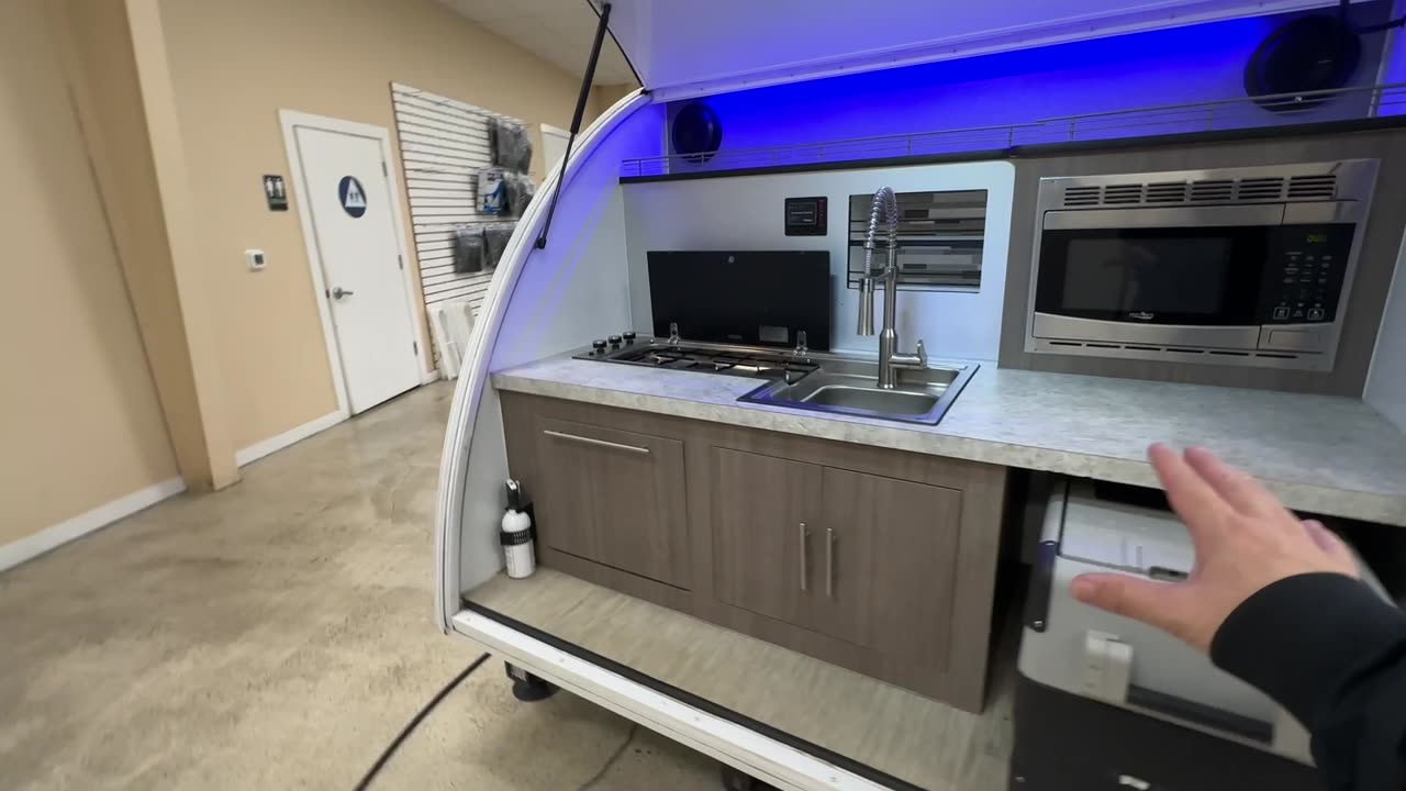 Small Tear Drop Travel Trailer with a Big Outside Kitchen