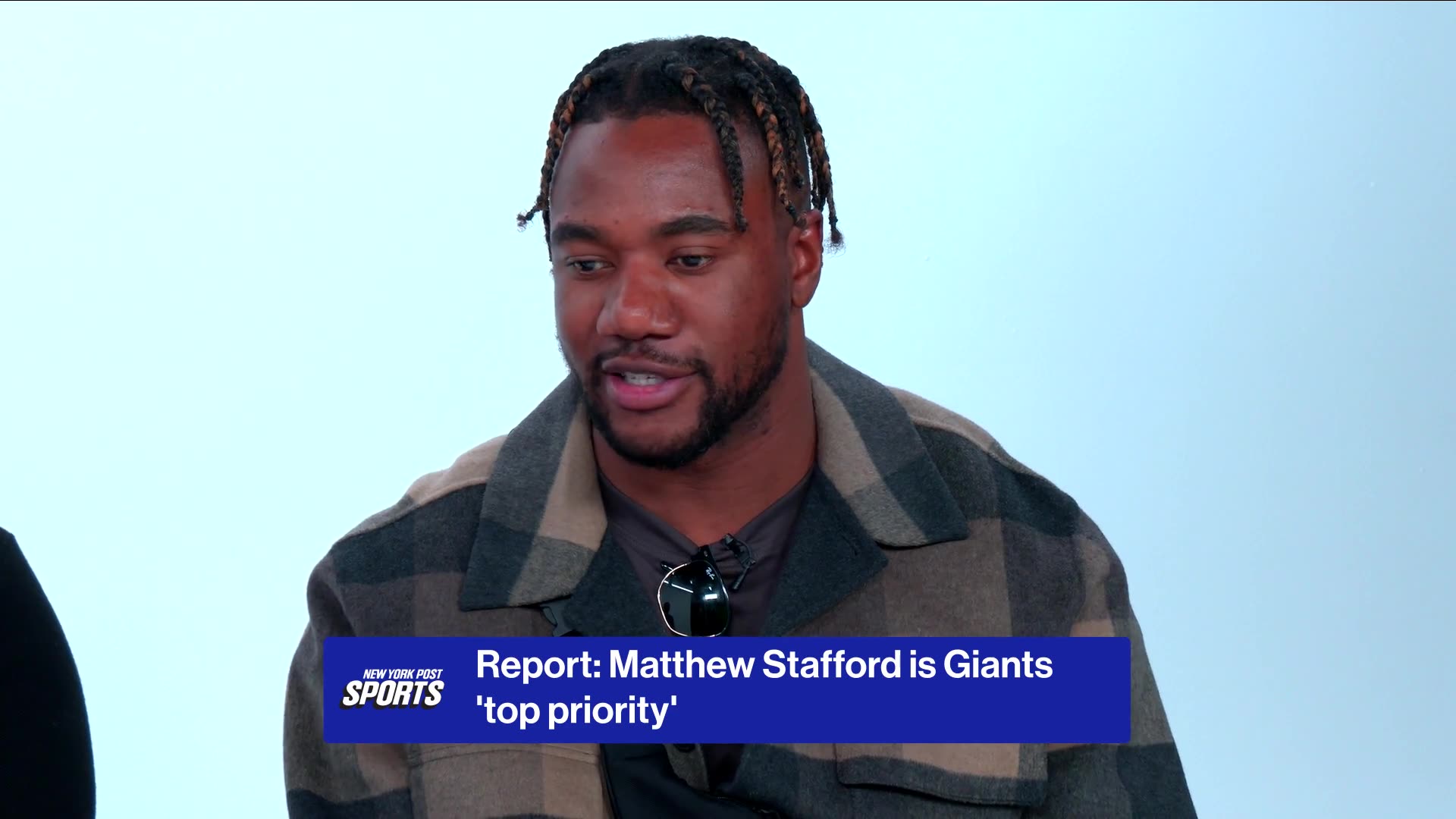 Giants' Bobby Okereke reacts to Big Blue's pursuit of Matthew Stafford