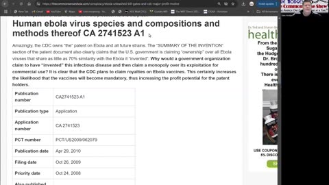 WHY WOULD THE CDC OWN THE PATENT FOR WEAPONIZED EBOLA