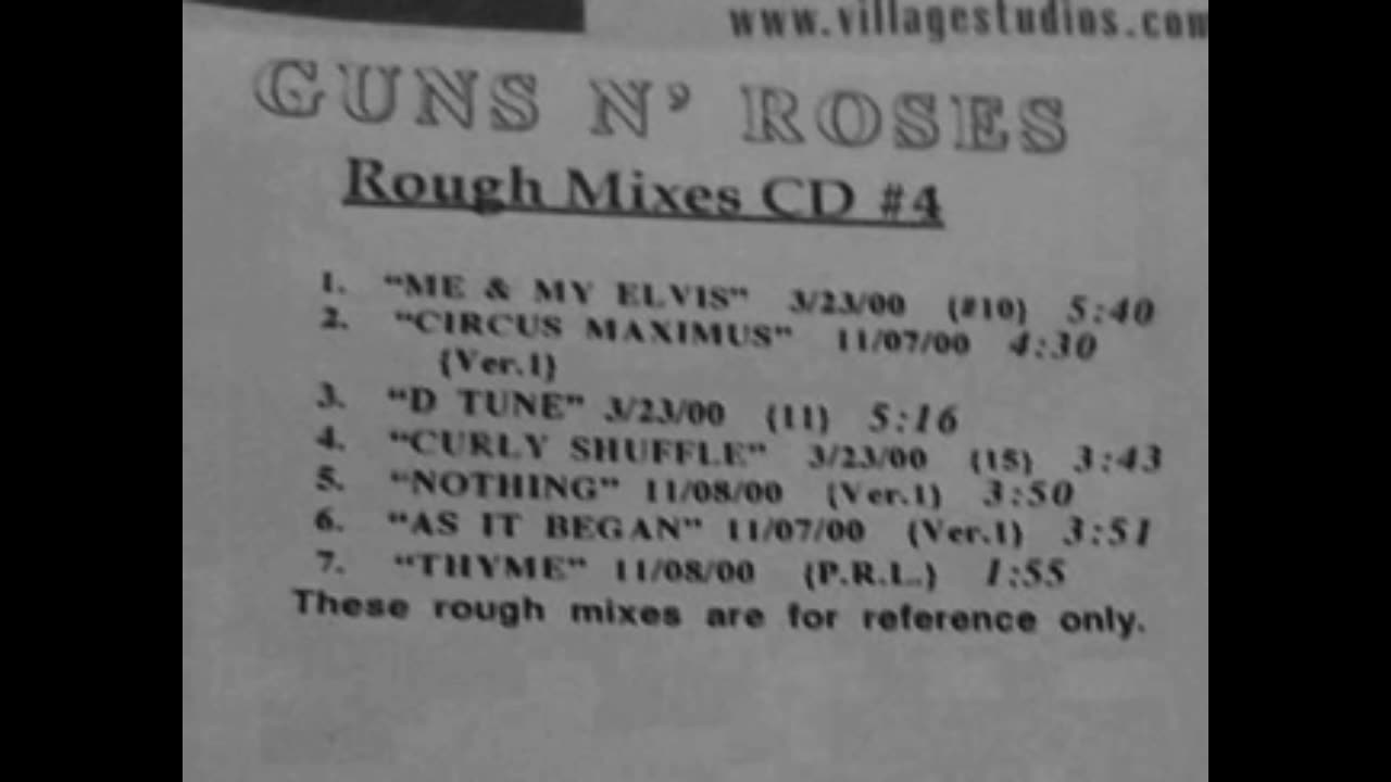 Guns N' Roses - The Village Sessions - Rough Mixes CD #4