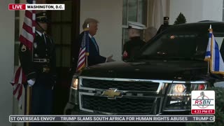 WATCH: President Trump Greets Israeli PM Benjamin Netanyahu Outside the White House - 2/4/25