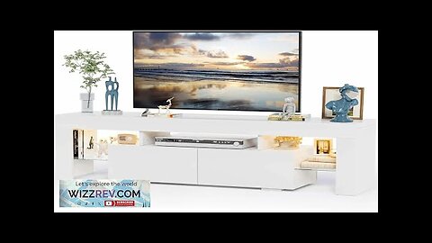 TV Stand Modern Lighting TV Cabinet Entertainment Center Media and Open Shelf Review