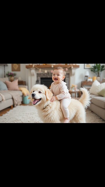 Baby Riding a Happy Puppy: Cutest Playtime Ever! 🐶😄❤️
