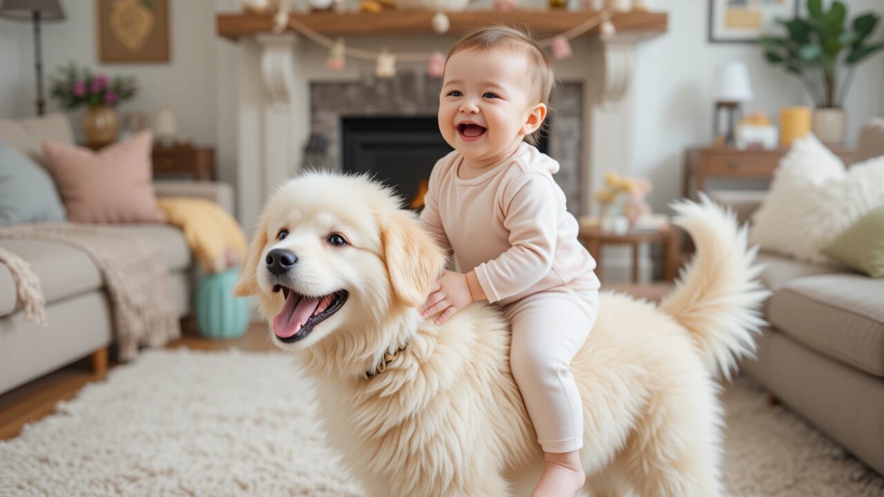 Baby Riding a Happy Puppy: Cutest Playtime Ever! 🐶😄❤️