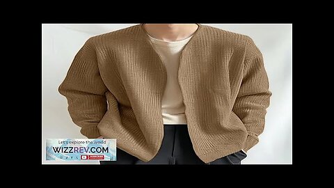 INCERUN Mens Textured Casual Long Sleeve Jacket Collarless Cardigan Jacket Coat Large Review