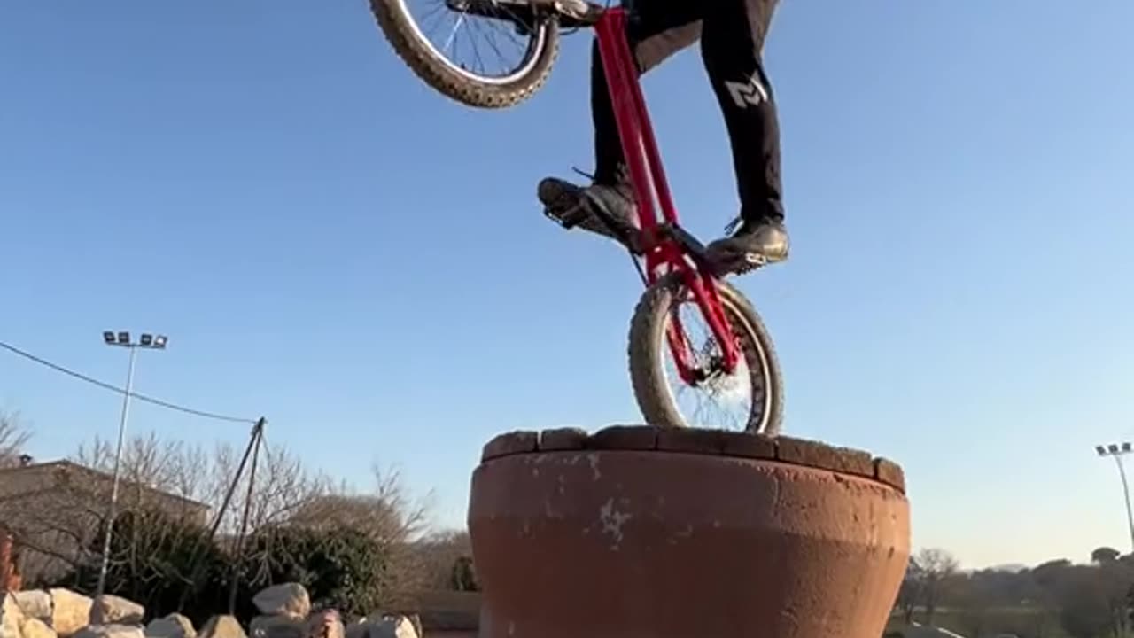 Jumping on a bike Definitely took years of training