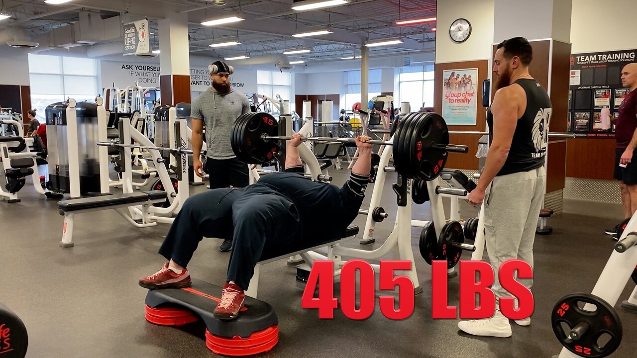 405 Pound Bench Press With Two Drop Sets.