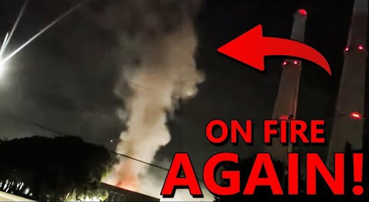 BREAKING: Massive Lithium Battery Plant ON FIRE AGAIN a Month After Initial Inferno 2-19-2025