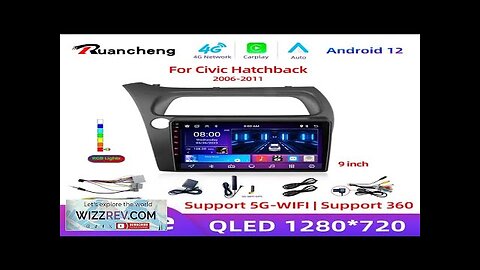 8Core Android 12 For Honda Civic Hatchback 2006-2011 Car Radio Multimedia Player Review