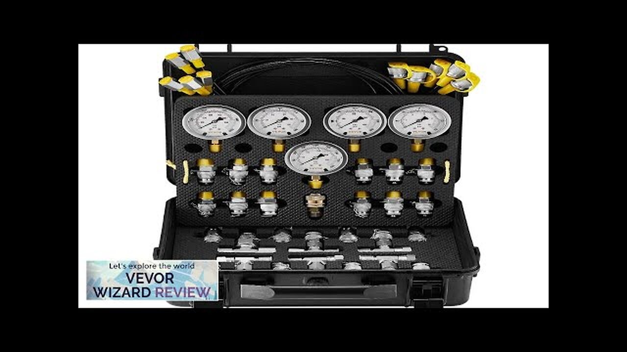 VEVOR Hydraulic Pressure Test Kit 10/100/250/400/600bar 5 Gauges 13 Couplings 14 Tee Review