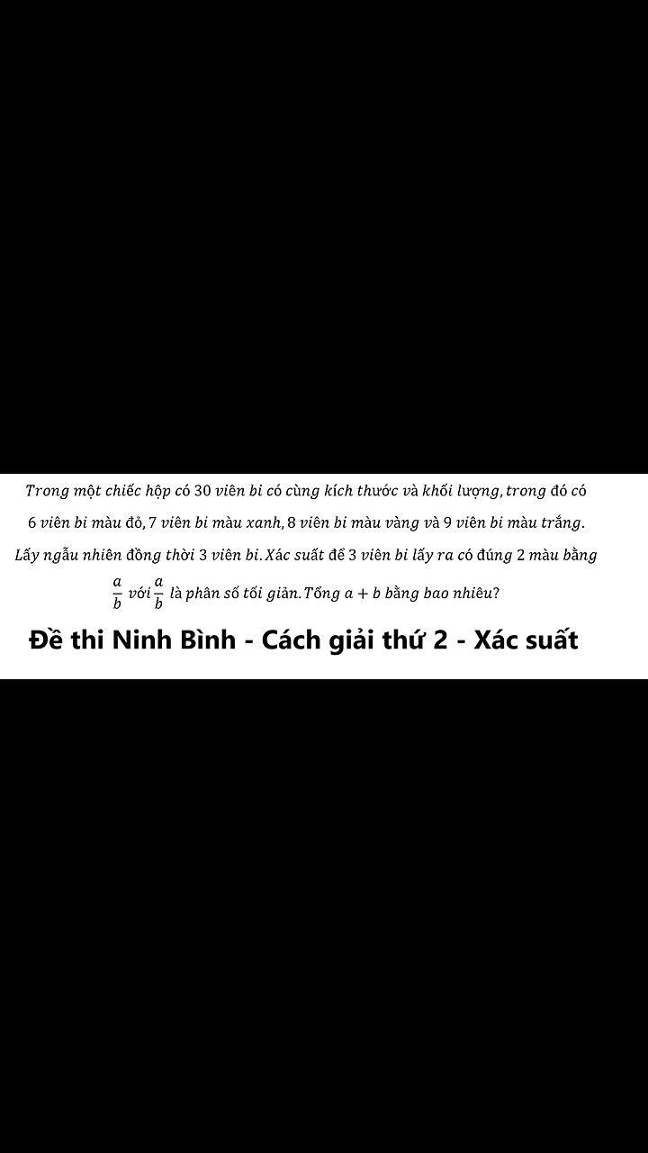 Có 20 viên bi, trong đó có 3 viên bi nâu, 4 viên bi xanh, 5 viên bi đỏ, 8 viên bi vàng - Câu hỏi trắc nghiệm về xác suất