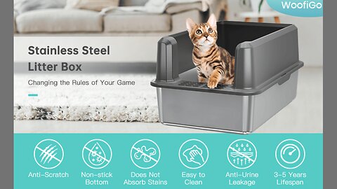 Enclosed Stainless Steel Cat Litter Box with Lid