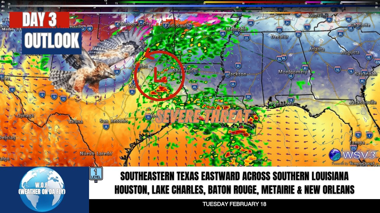 🚨 Feb 18: Severe Storms & Large Hail Threat for TX & LA!