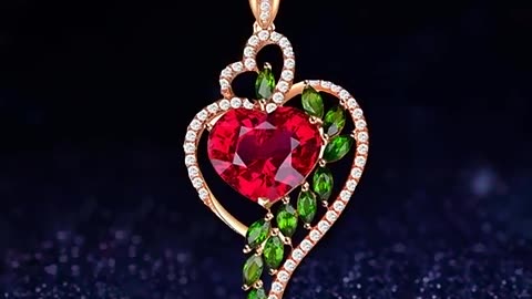 Luxury Ruby Peach Heart Necklace for $1.33