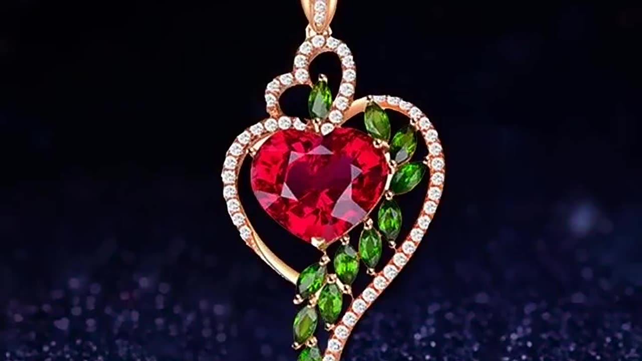 Luxury Ruby Peach Heart Necklace for $1.33