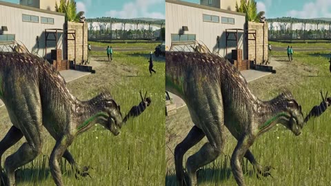 VR 3D Jurassic Park Rampage Movie Side by Side