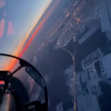 Video from the cockpit of a Russian Air Force fighter jet.