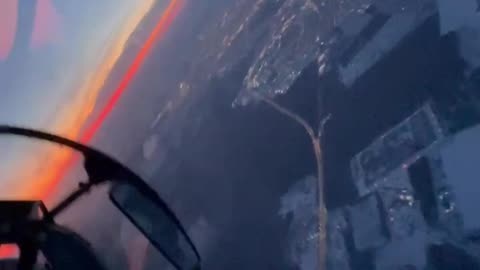 Video from the cockpit of a Russian Air Force fighter jet.