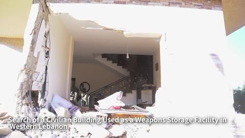 Footage of the search of a civilian building used as a weapons storage facility: