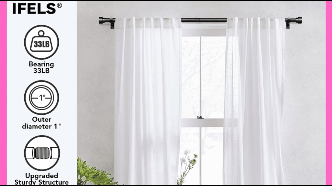 Heavy Duty Curtain Rods for Windows 66 to 120 Inch