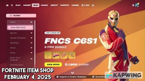 Fortnite Item Shop|February 4, 2025(*New* FNCS C6S1 Bundle)