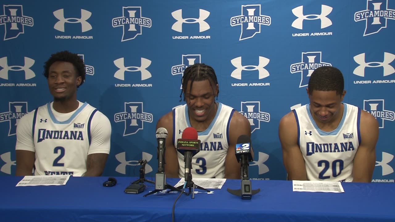 Indiana St. vs. SMWC Post-game Press Conference with #2 Isaiah Swope #3 Ryan Conwell #20 Jayson Kent