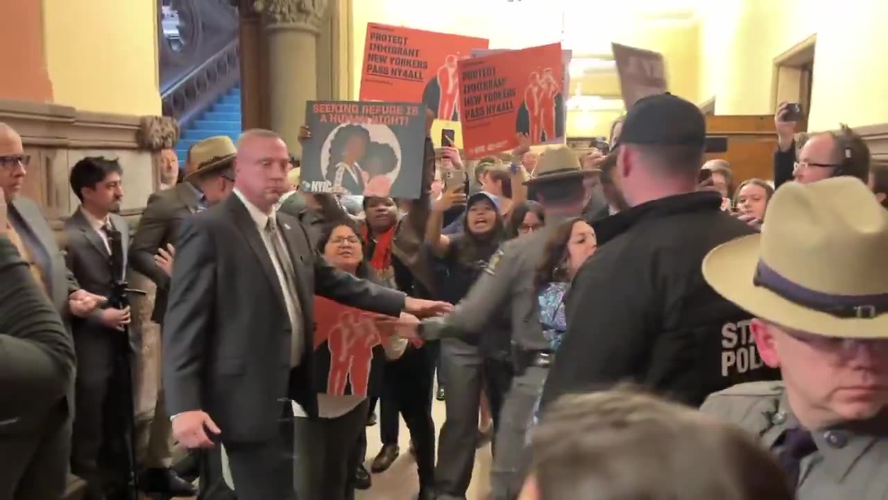 HAPPENING NOW: Leftist activists stage an insurrection in the NY State Capitol