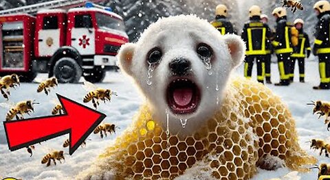 Unbelievable Rescue! Polar Bear Cub Found with a Beehive Stuck in Its Wounds