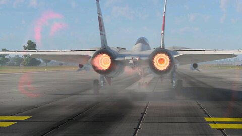 An F-14A 'Tomcat' pushes the throttle open. Introduced in 1974.