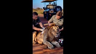 Wounded by a Poacher’s Arrow, the Male Lion Finds Life in the Hands of His Rescuers