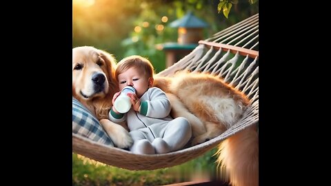 Cute baby and cute dog 😍