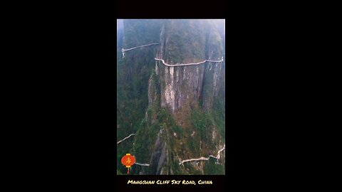 The aerial view of the Mangshan Cliff Sky Road, China