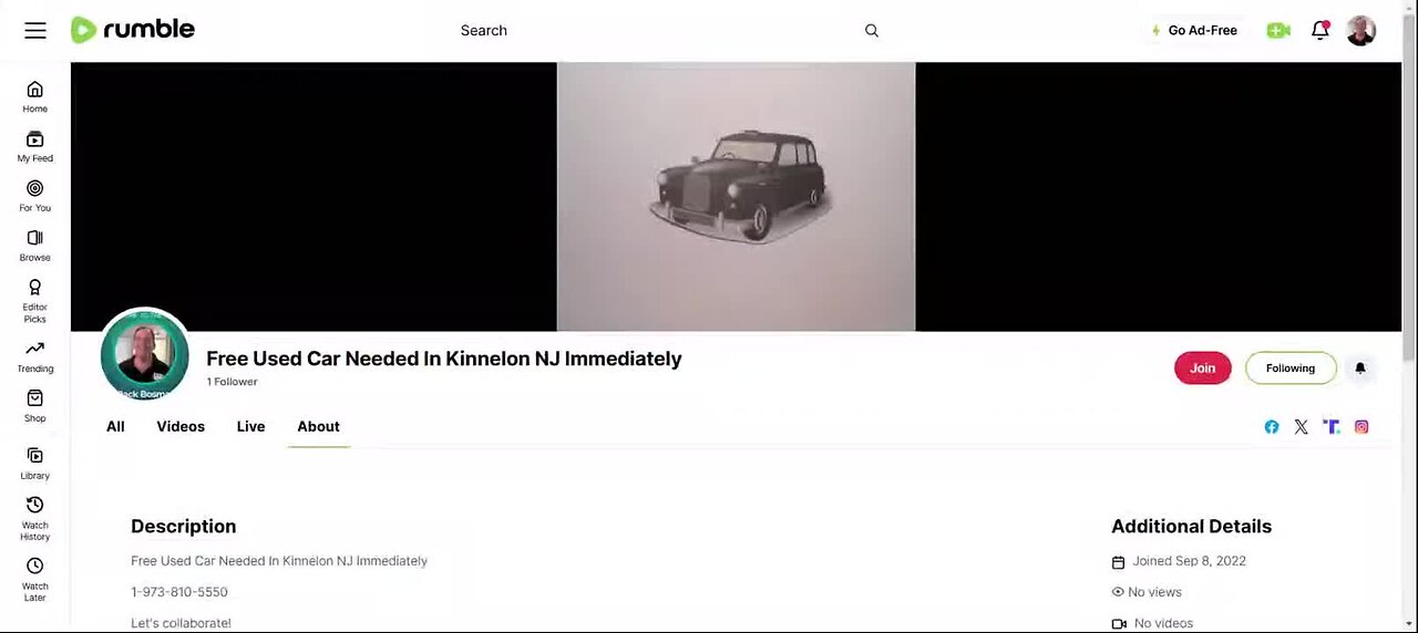 Free Car Needed In Kinnelon NJ 07405 Jack Bosma <tutorjacknetwork@gmail.com> 19738105550