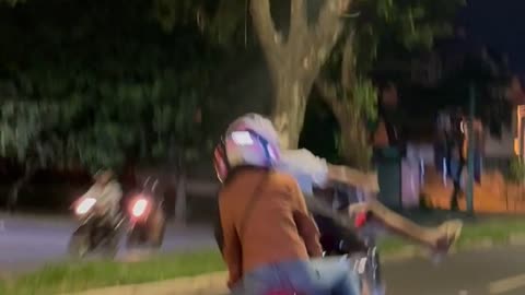 Motorcyclist Hits Bicyclist Doing Wheelie