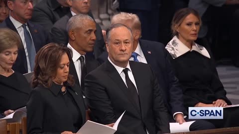 Trump Jokes With Obama As Kamala Looks On In Anger At Carter Funeral