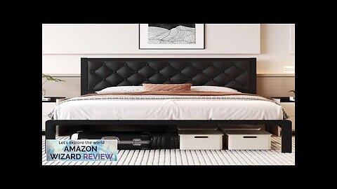 Queen Bed Frame with Headboard PU Leather Upholstered Bed Frame PlatformAll Metal Review